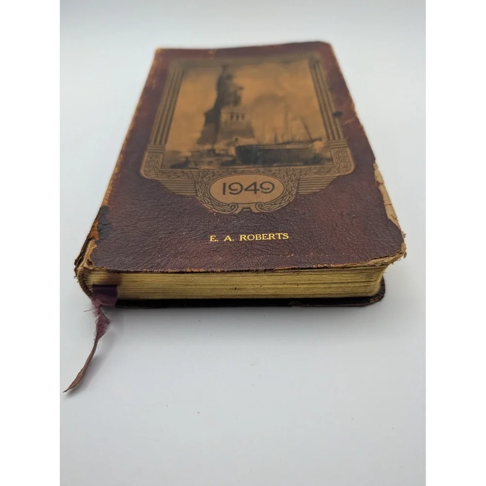 Vintage 1949 Executive Record and Travel Guide Statue of Liberty Brown Bigelow